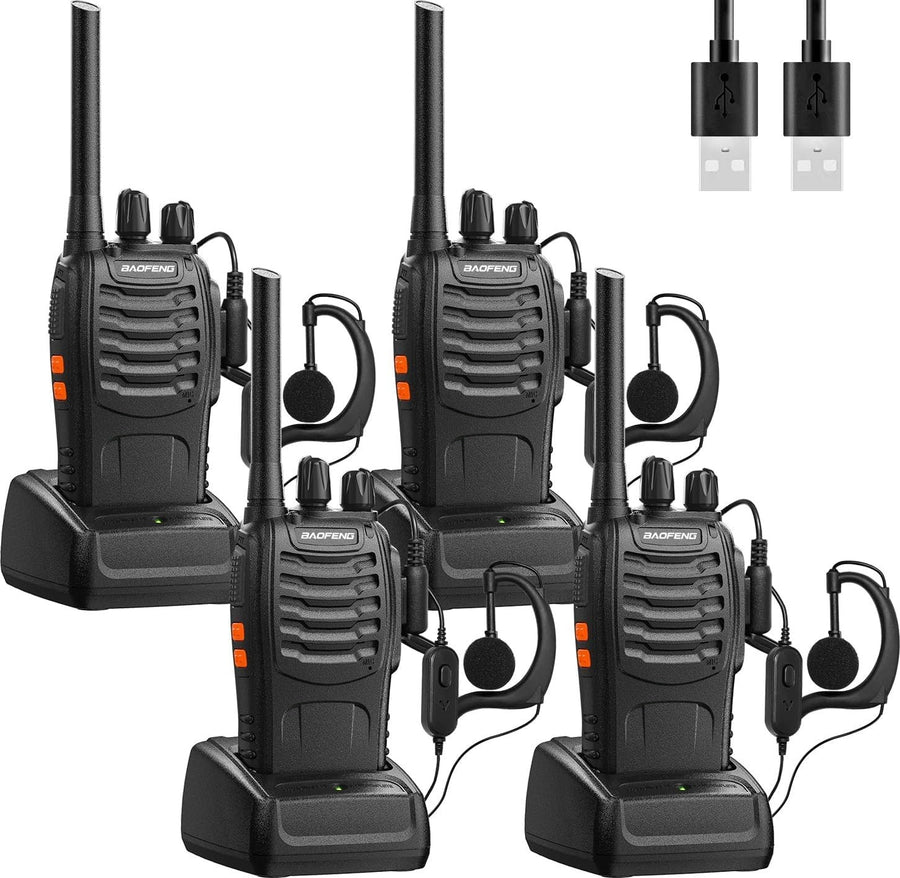 Long Range Walkie Talkies 4 Pack Rechargeable 2 Way Radios VOX USB Set