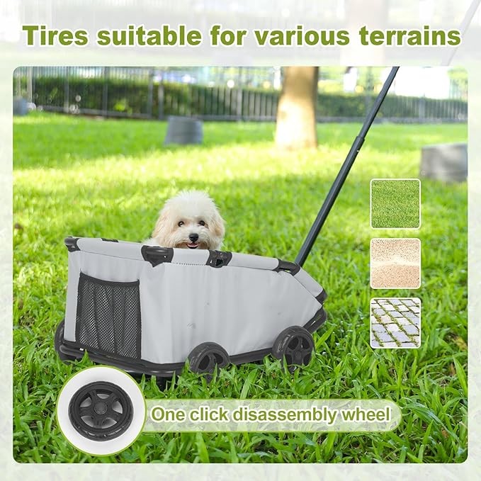 Mini Dog Stroller Foldable Pet Wagon Handle Wheels Travel Carrier