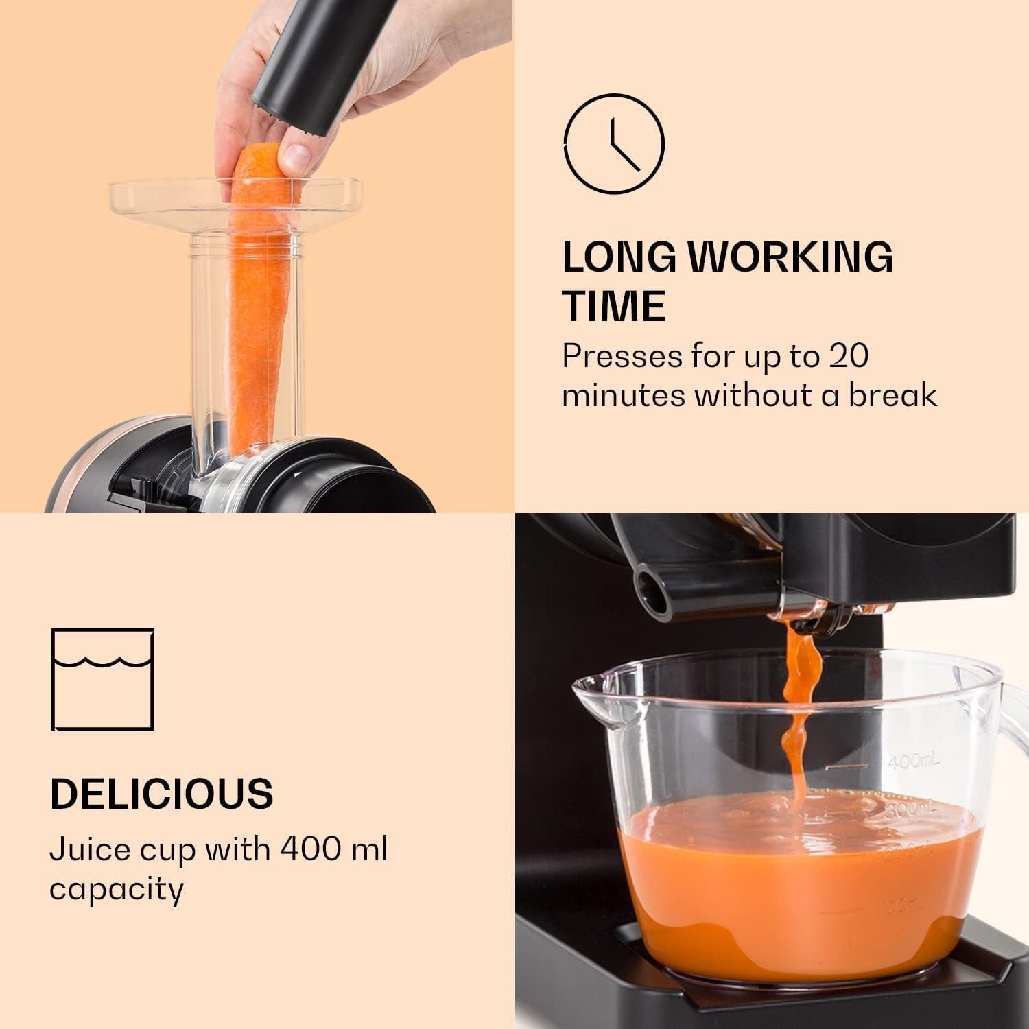Vertical Slow Juicer 200W Quiet Cold Press BPA Free Easy Clean