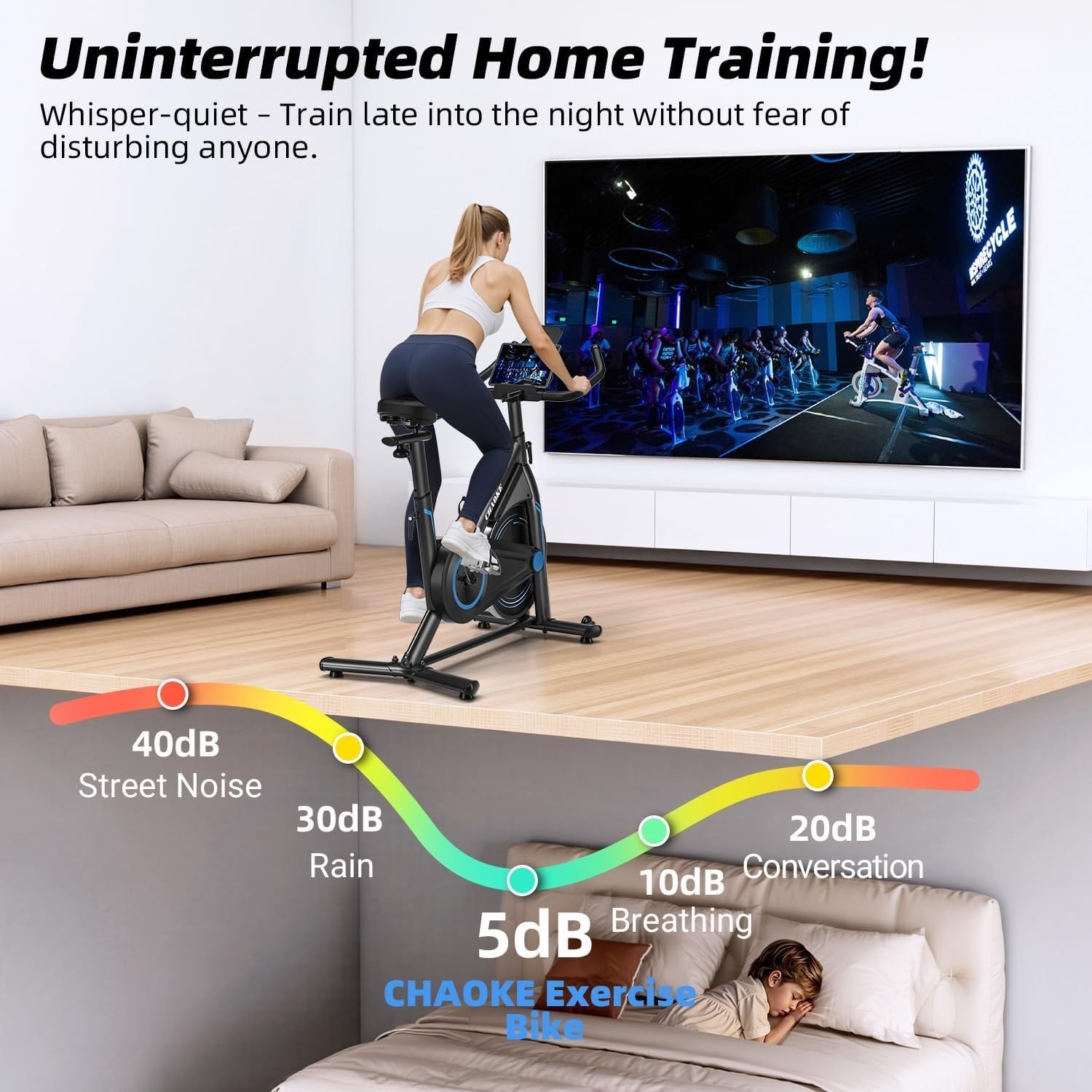 Quiet Magnetic Exercise Bike w/ LCD Display, APP Sync, Tablet Holder 160kg Cap