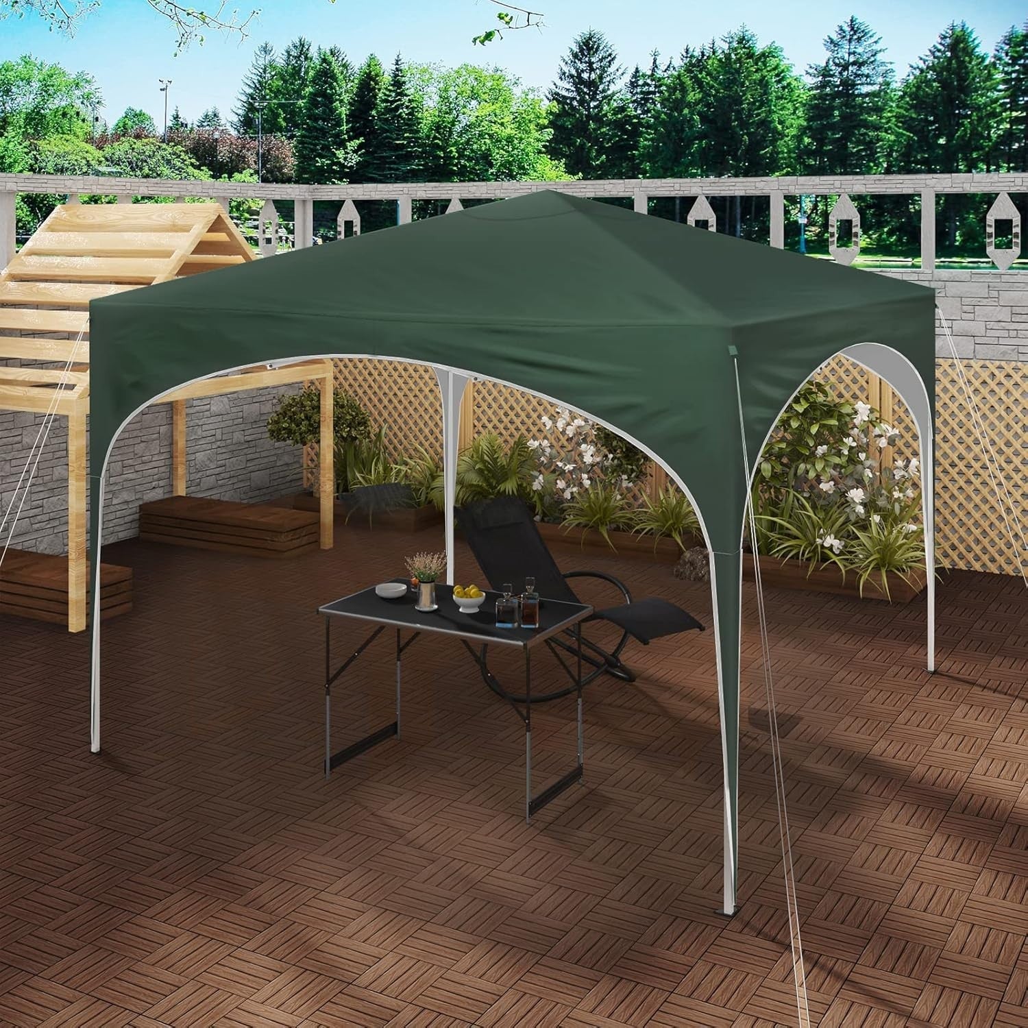 3x3M Pop-Up Gazebo Folding Event Tent Waterproof UV-Protected Green