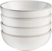 4pc Stoneware Cereal Bowls White Nordic Reactive Glaze Microwave Dishwasher