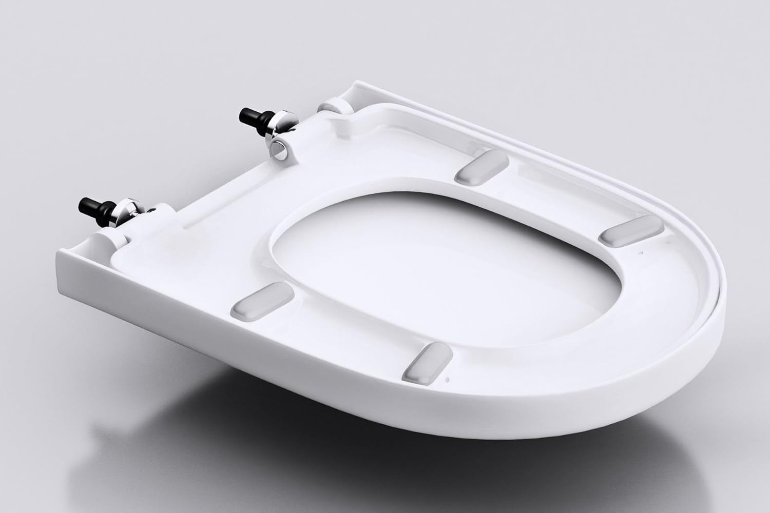 D-Shaped Toilet Seat Full Coverage Quick Release White Gloss 350x460mm