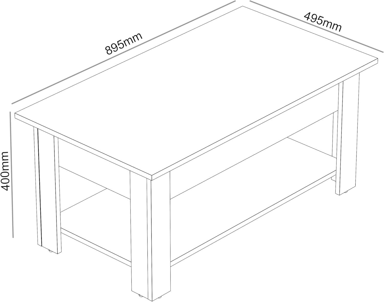 Lift-Up Coffee Table with Hidden Storage & Shelf, Modern Space Saver