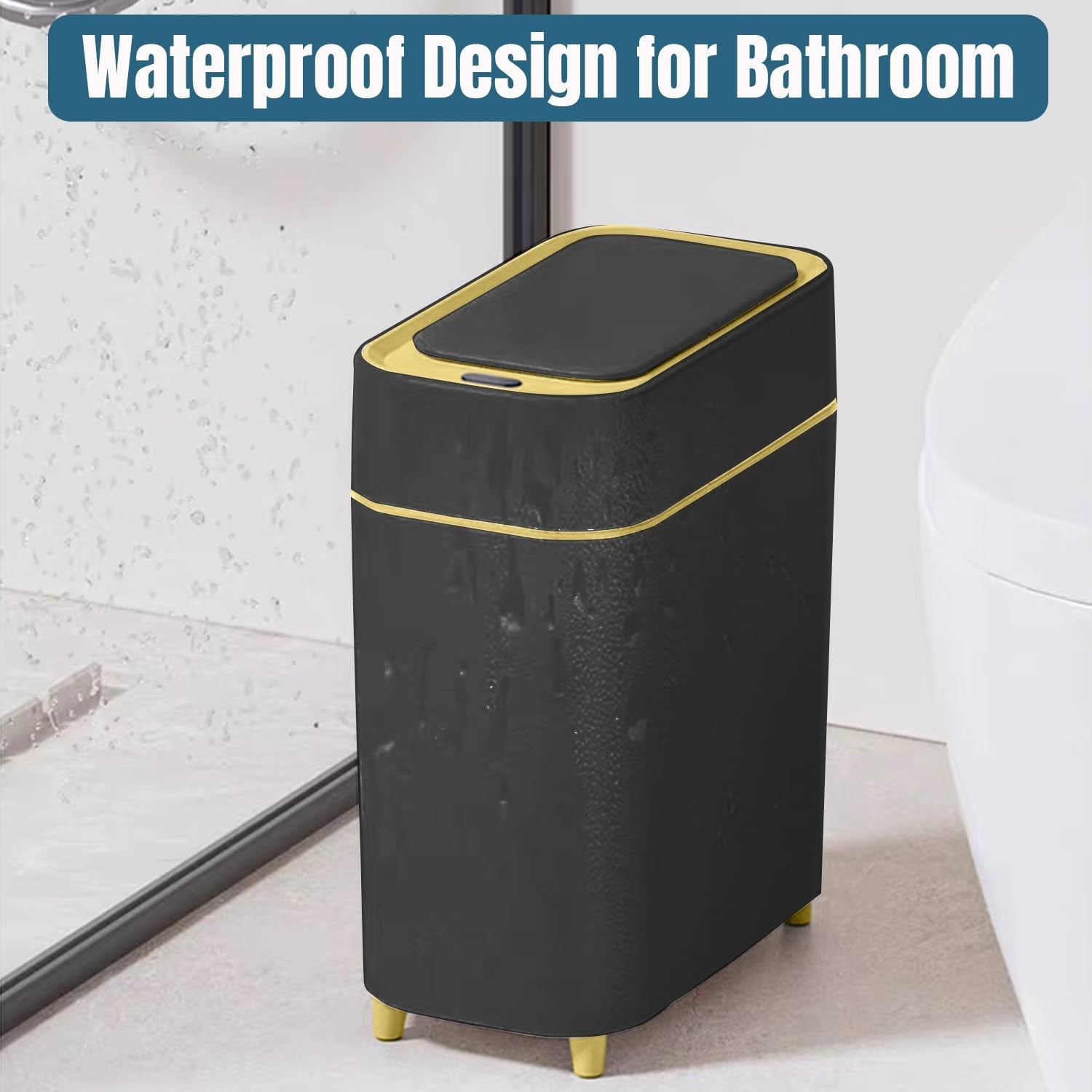 2 Pack Touchless Motion Sensor Trash Can Slim 2.3 Gal Black