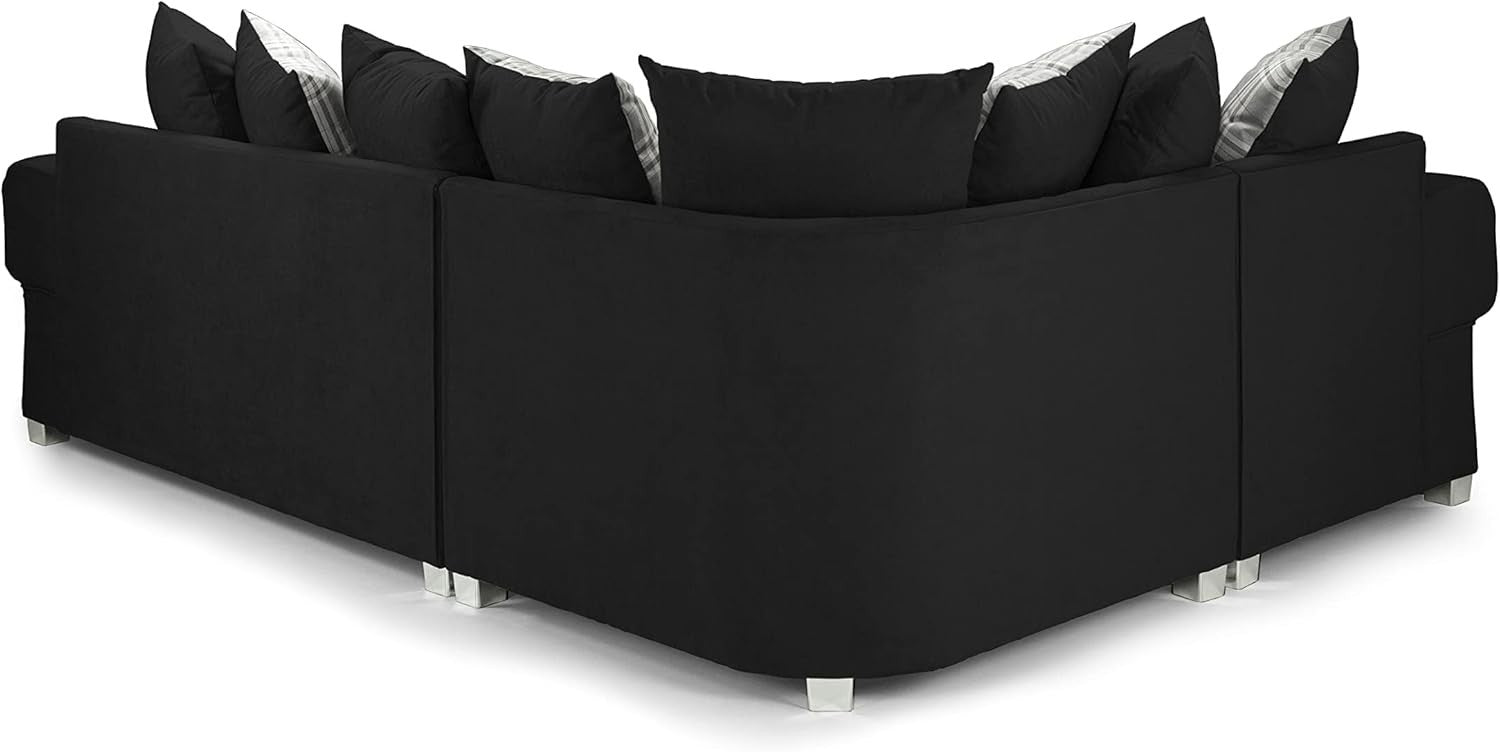 4 Seater Black Fabric 2C1 Left Hand Corner Sofa with Deep Seats & Cushions