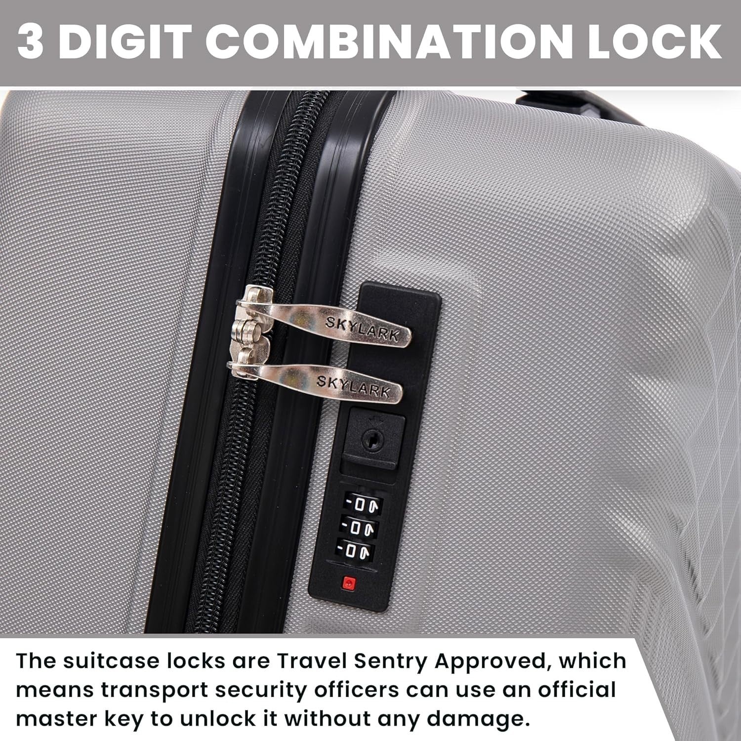 Medium 24” ABS Check In Suitcase Lightweight Hard Shell 4 Wheel Spinner