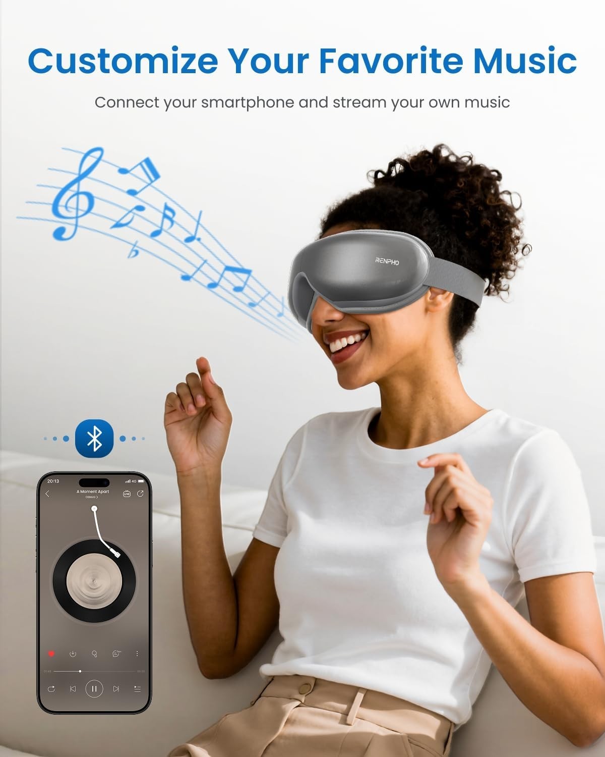 Heated Eye Massager Bluetooth Sleep Mask Dry Eyes Dark Circles