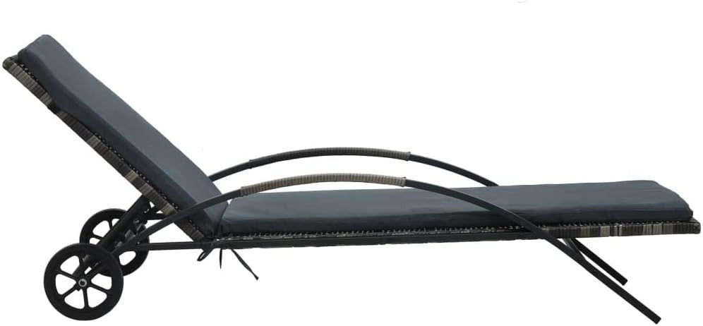 Weatherproof Rattan Sun Lounger with Adjustable Backrest & Cushioned Seat