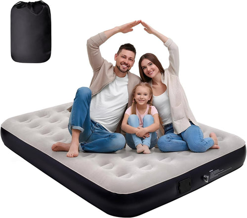 Double Air Mattress Electric Built-In Pump Quick Inflate 198x152x25cm