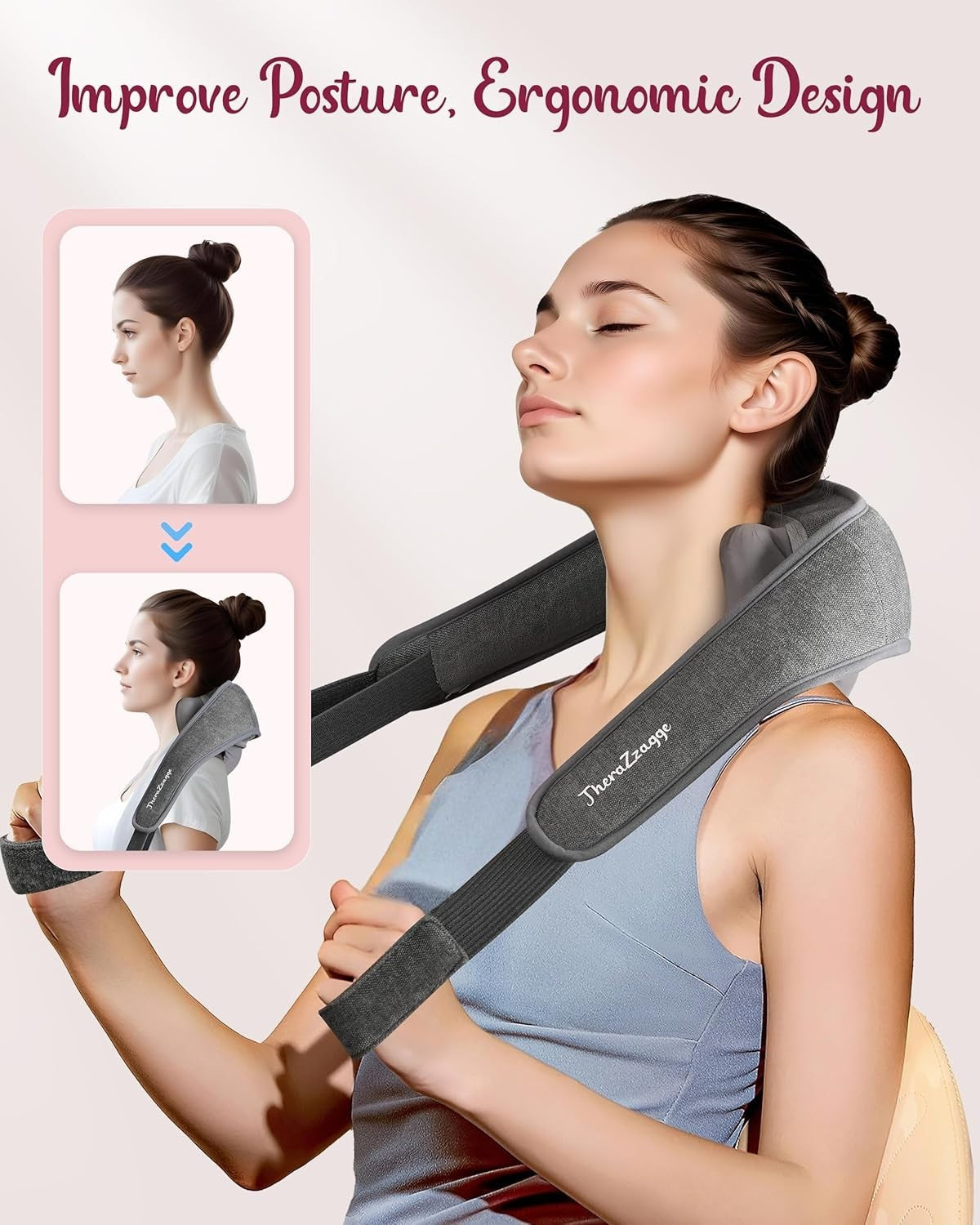 Cordless Neck Shoulder Back Massager with Heat & Deep Kneading