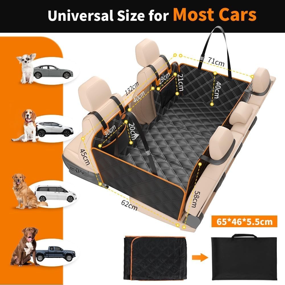 Hard Bottom Dog Car Hammock Back Seat Extender Waterproof 500lb Load