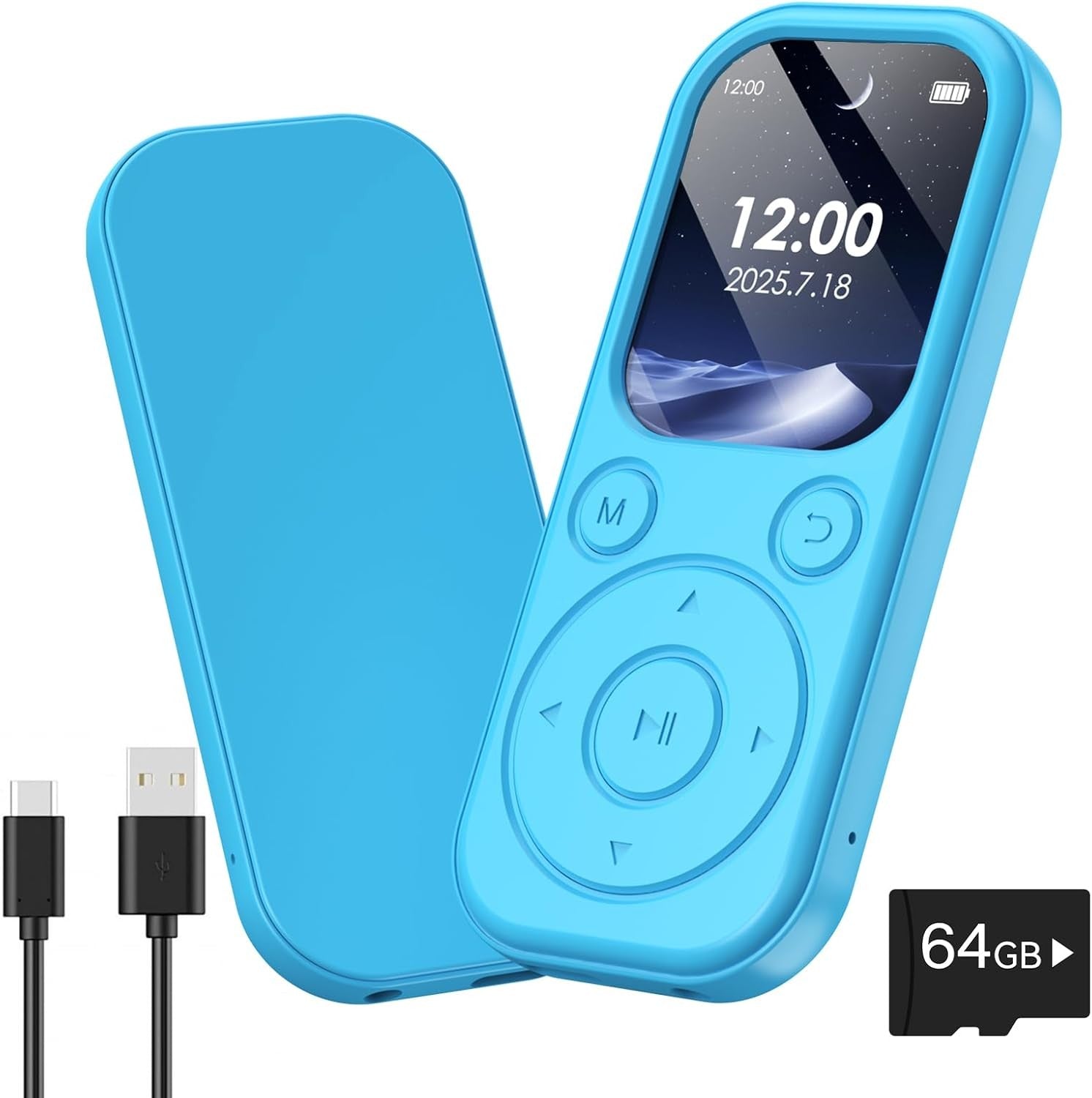 64GB Bluetooth MP3 Player Blue 2.01" HD Screen FM