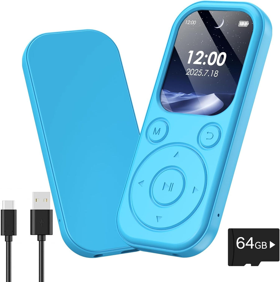 64GB Bluetooth MP3 Player Blue 2.01" HD Screen FM