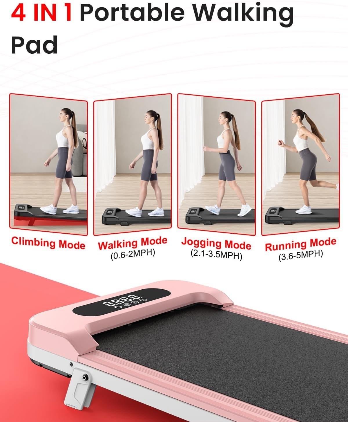Under Desk Walking Treadmill 7% Incline Compact Quiet Home Office Gym