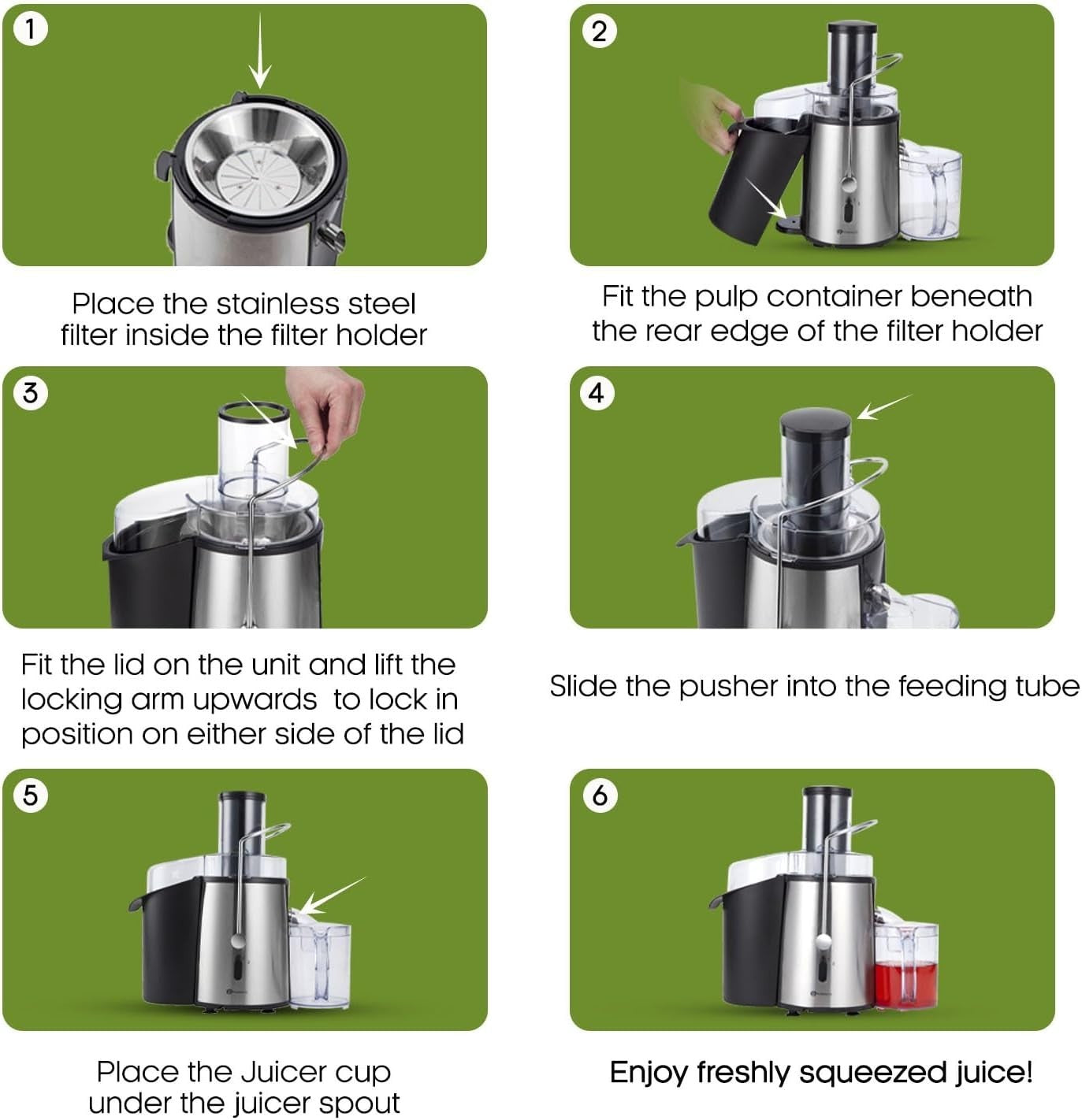 1000W Centrifugal Juicer 75mm Wide Chute 2 Speed Whole Fruit BPA Free Easy
