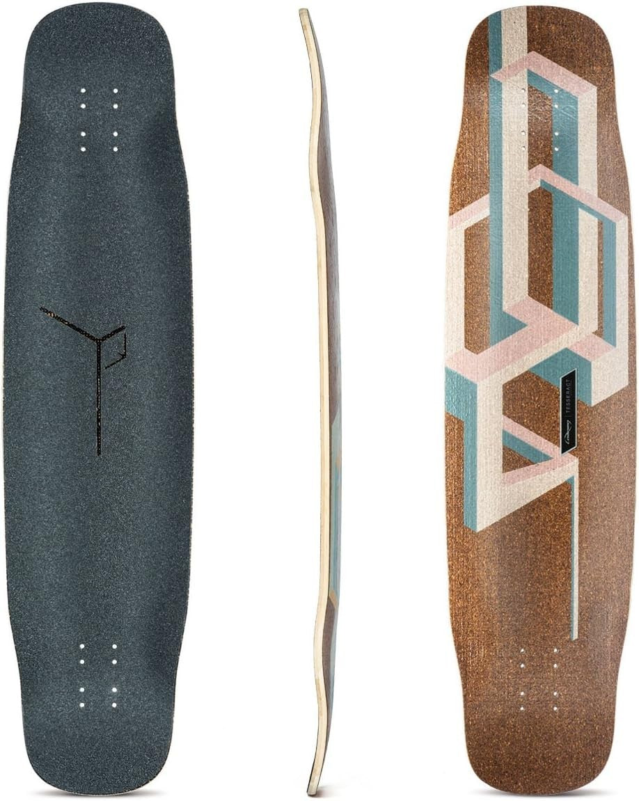 39" Tesseract Bamboo Longboard Deck with 9.5" Width & Pink Basalt Design
