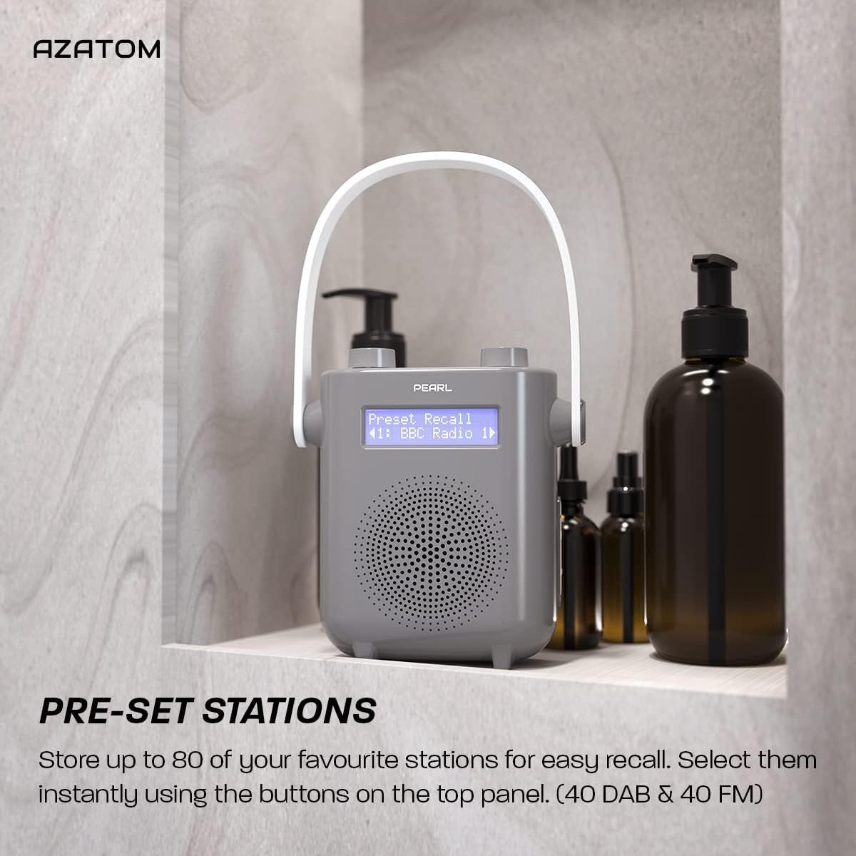 DAB/DAB+ FM Shower Radio Bluetooth IPX5 Waterproof Portable