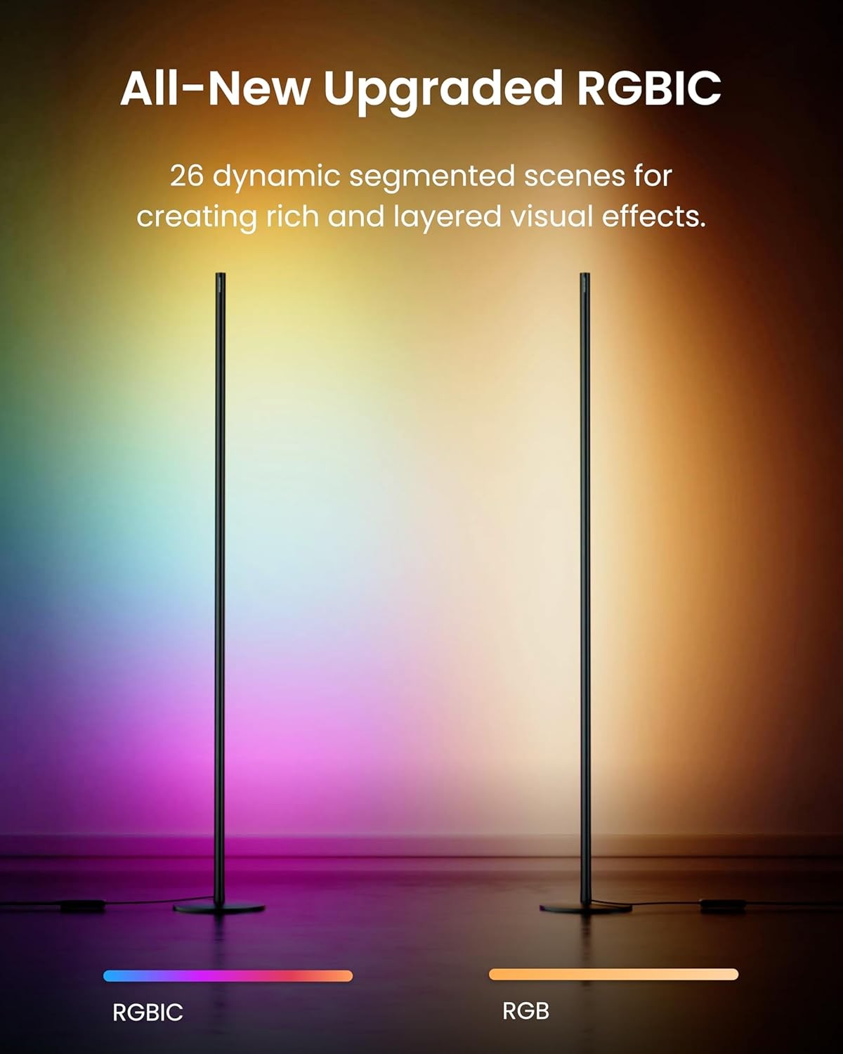 Smart LED Corner Floor Lamp RGB Colour Changing App Voice Control Light