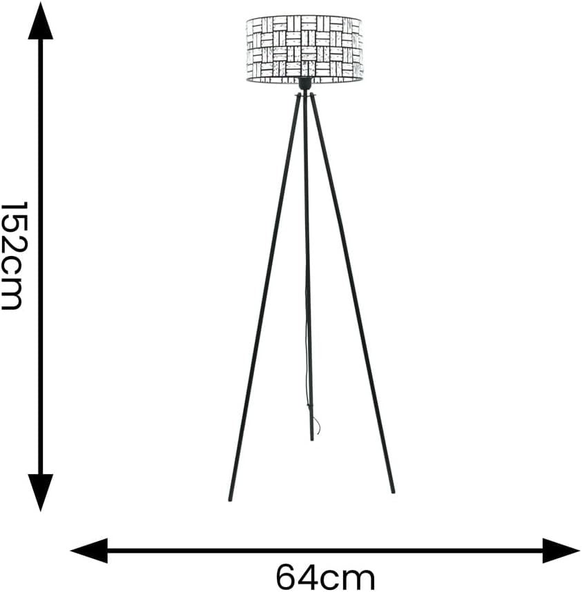 Black Tripod Floor Lamp Clear Acrylic Jewel Drum Shade Glam Light