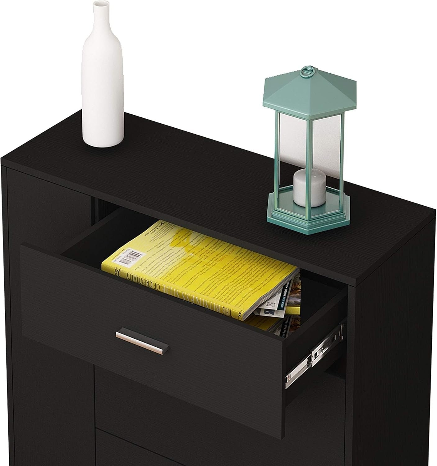 Modern Black Shoe Cabinet with Drawer & 18-Pair Pull-Down Storage Rack
