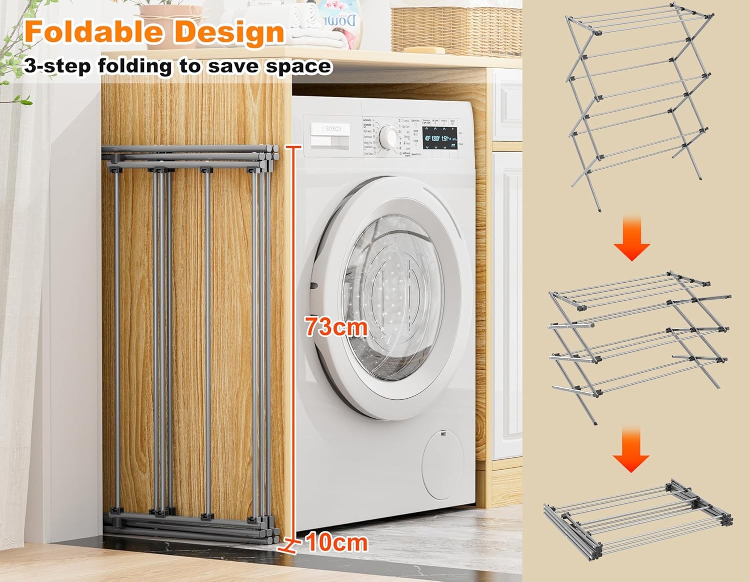 3 Tier Foldable Clothes Airer Heavy Duty Laundry Drying Rack Indoor Outdoor
