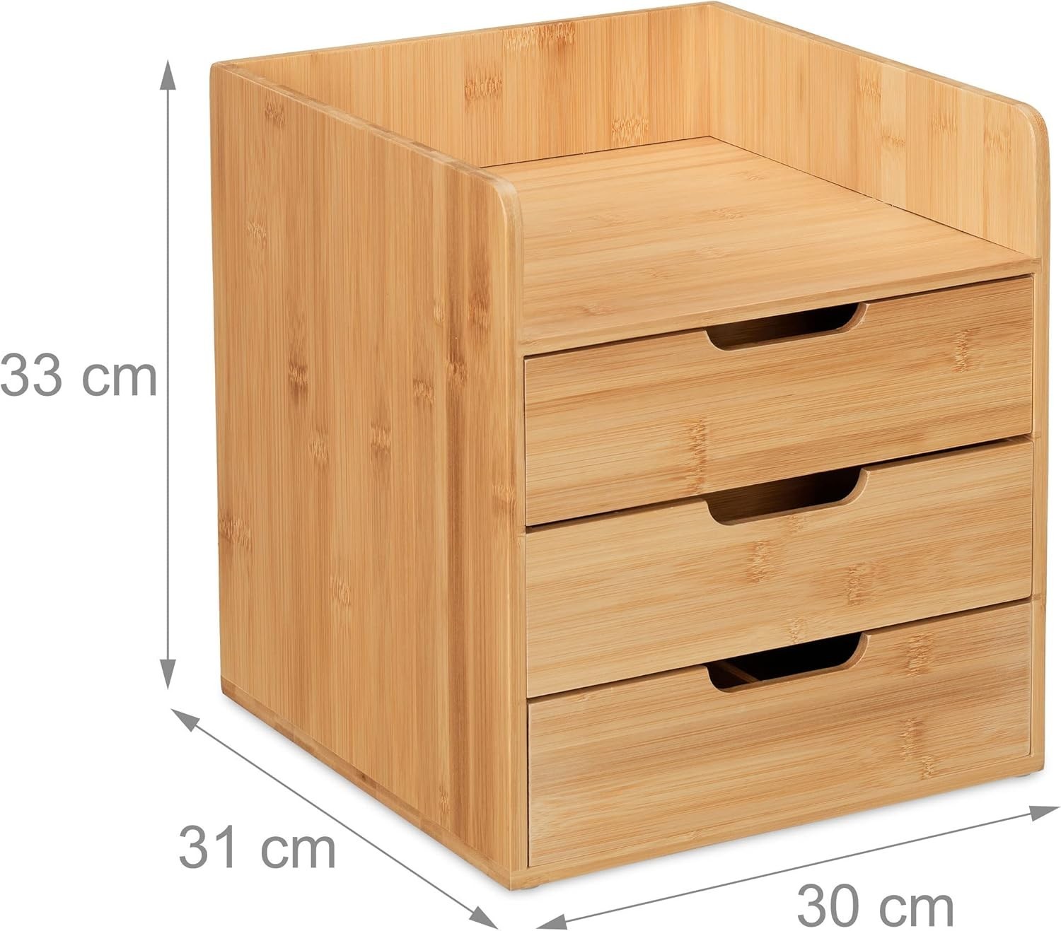 Bamboo Desk Organiser with 3 Drawers & Adjustable Compartments – Office Storage