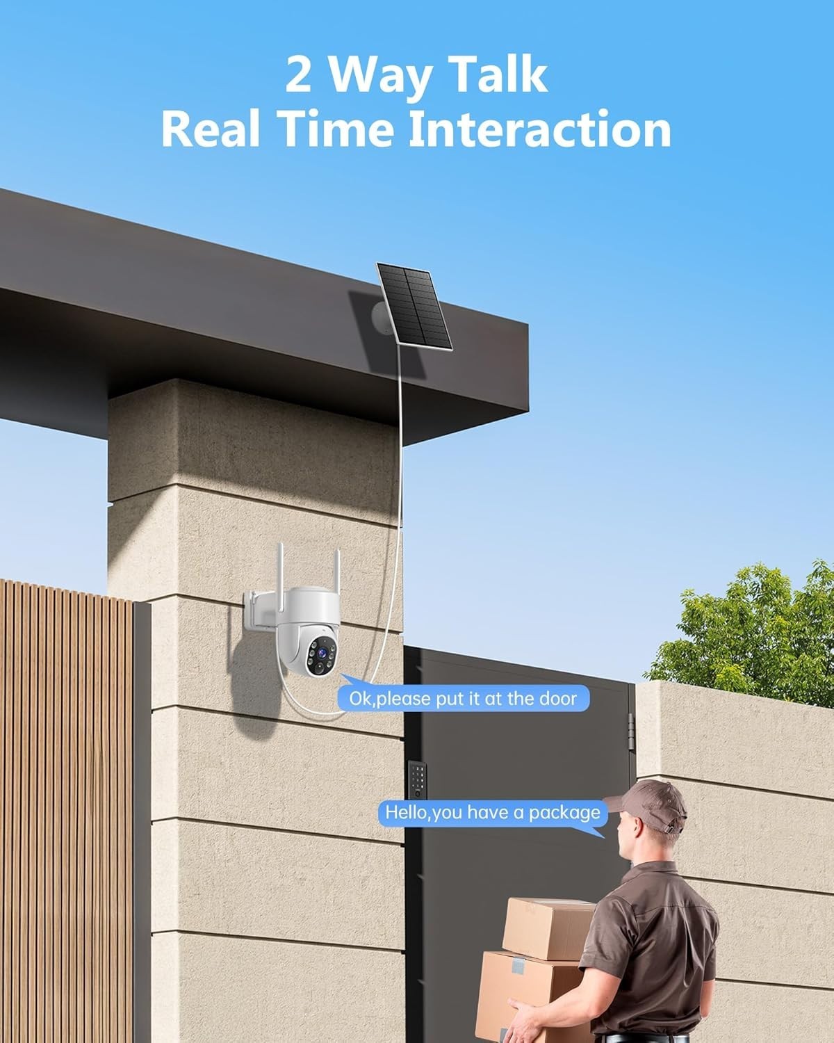 2 Pack Solar Security Camera Wireless 2K PTZ WiFi Outdoor CCTV Cam