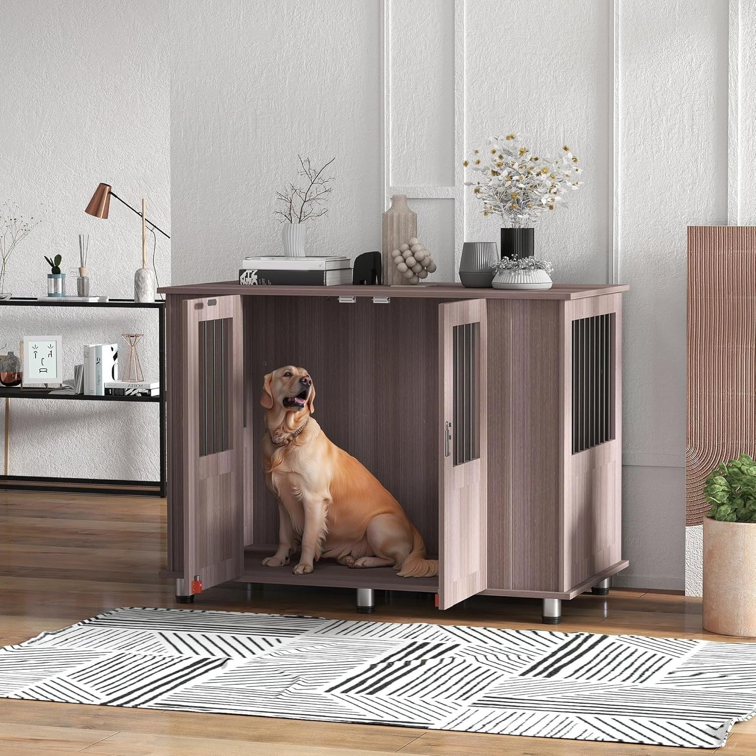 Extra Large Dog Crate Furniture Table XL Cage Indoor Kennel Wood 114x60x82cm