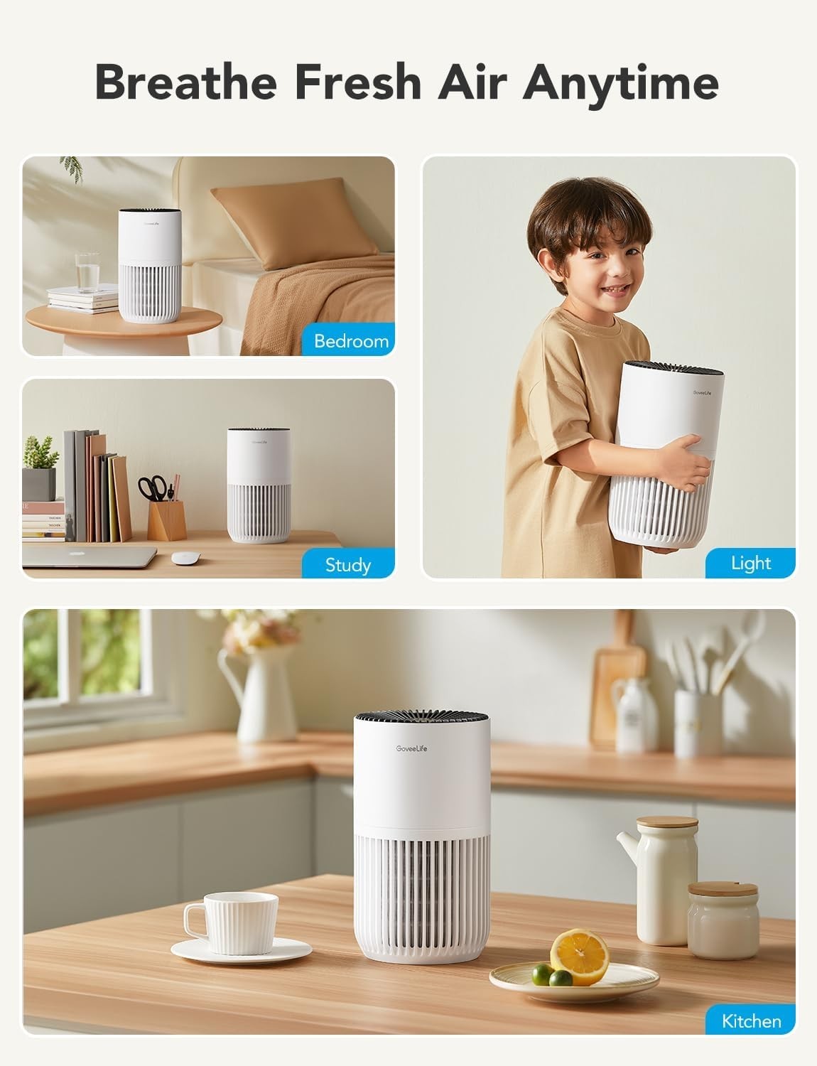 Mini Smart Air Purifier Bedroom HEPA Alexa App Control Quiet