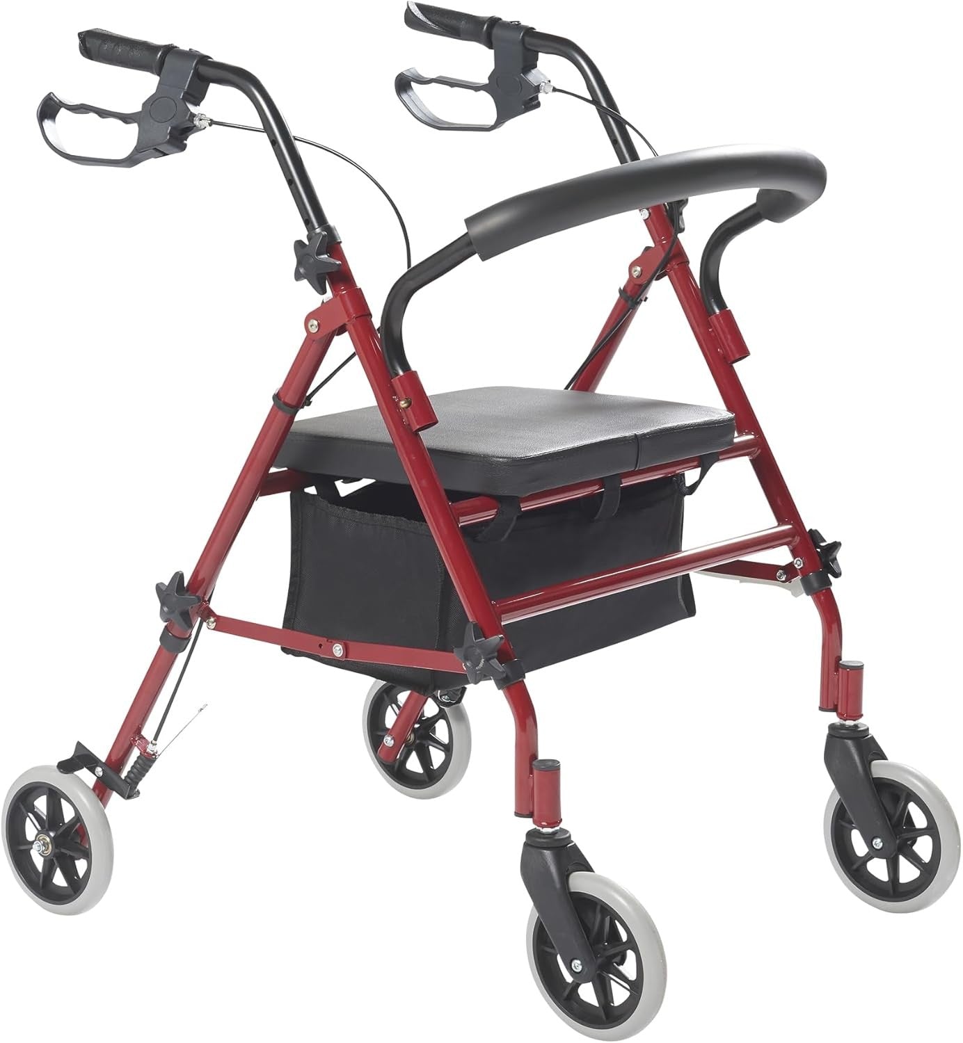 Lightweight Folding Rollator Walker with Seat Lockable Brakes 15cm Wheels