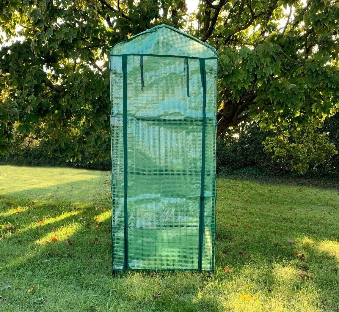 4 Tier Reinforced Greenhouse Cover Heavy Duty with Roll-Up Door 49x69x160cm