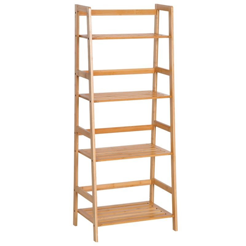 Bamboo 4-Tier Ladder Shelf Bookcase Display Rack for Plants, Towels, Books
