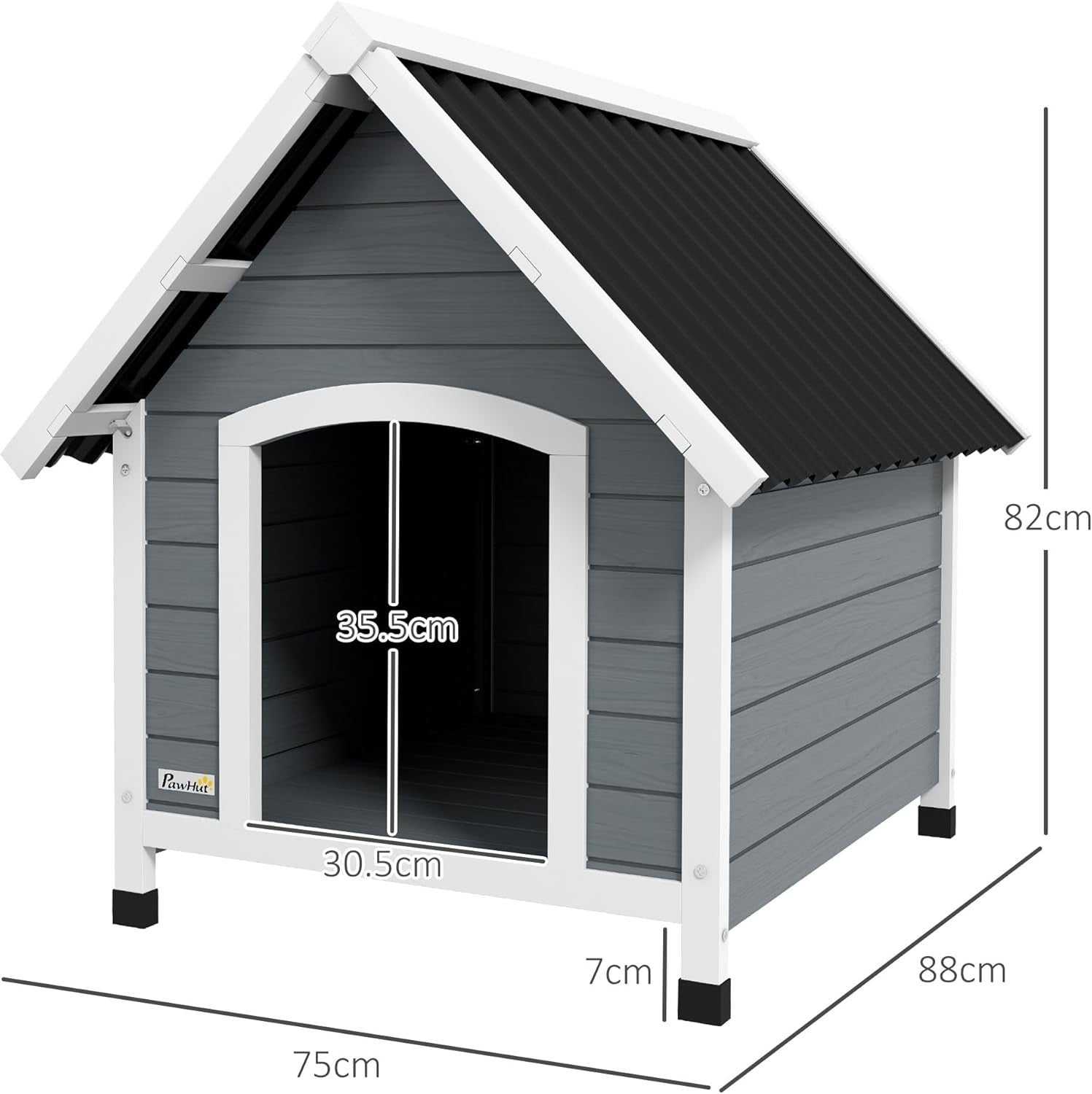 Outdoor Wooden Dog House Elevated Shelter Waterproof Kennel for Medium Dogs