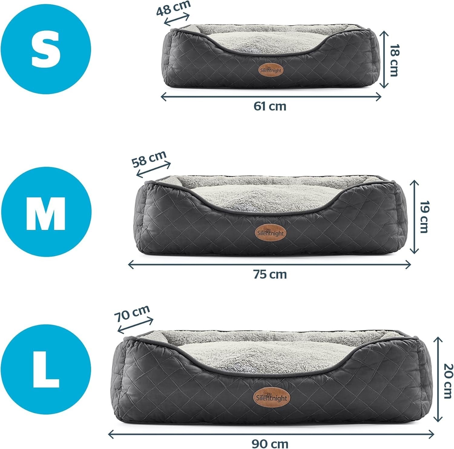 Medium Cooling Dog Bed 75x58cm Breathable Washable Non Slip