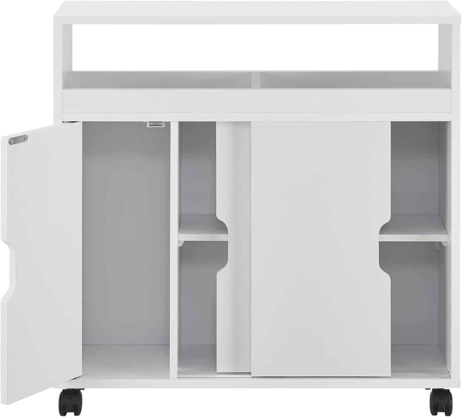 Space-Saving Bathroom Cabinet with Sliding Doors & Castors, 71x70x20 cm