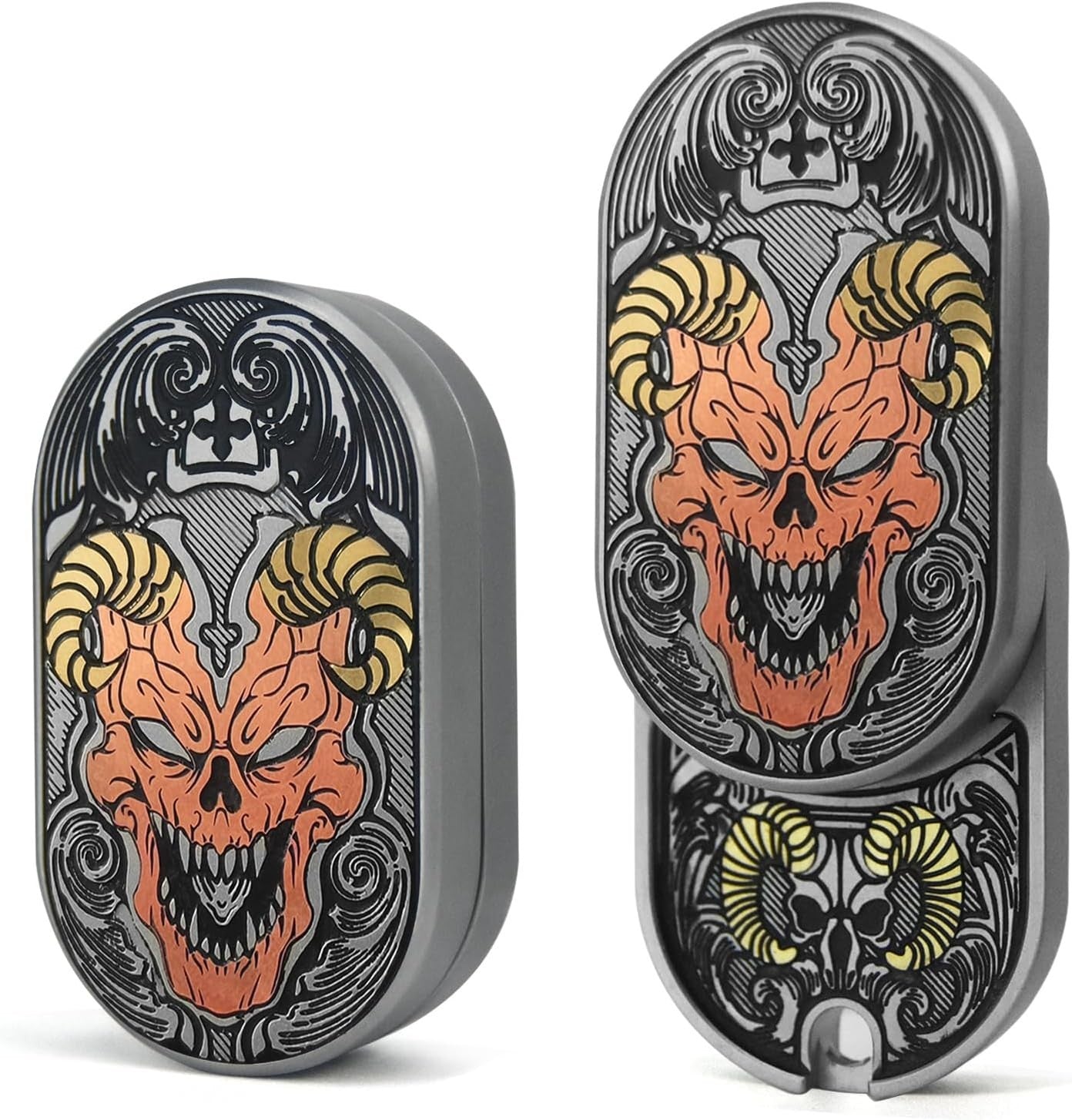 Stainless Steel Devil Fidget Slider Ratchet Clicker Stress EDC