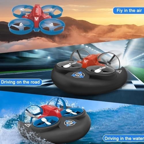 OBEST 3-in-1 RC Drone, Car & Boat Toy for Kids, 360° Roll, Air Pressure Control