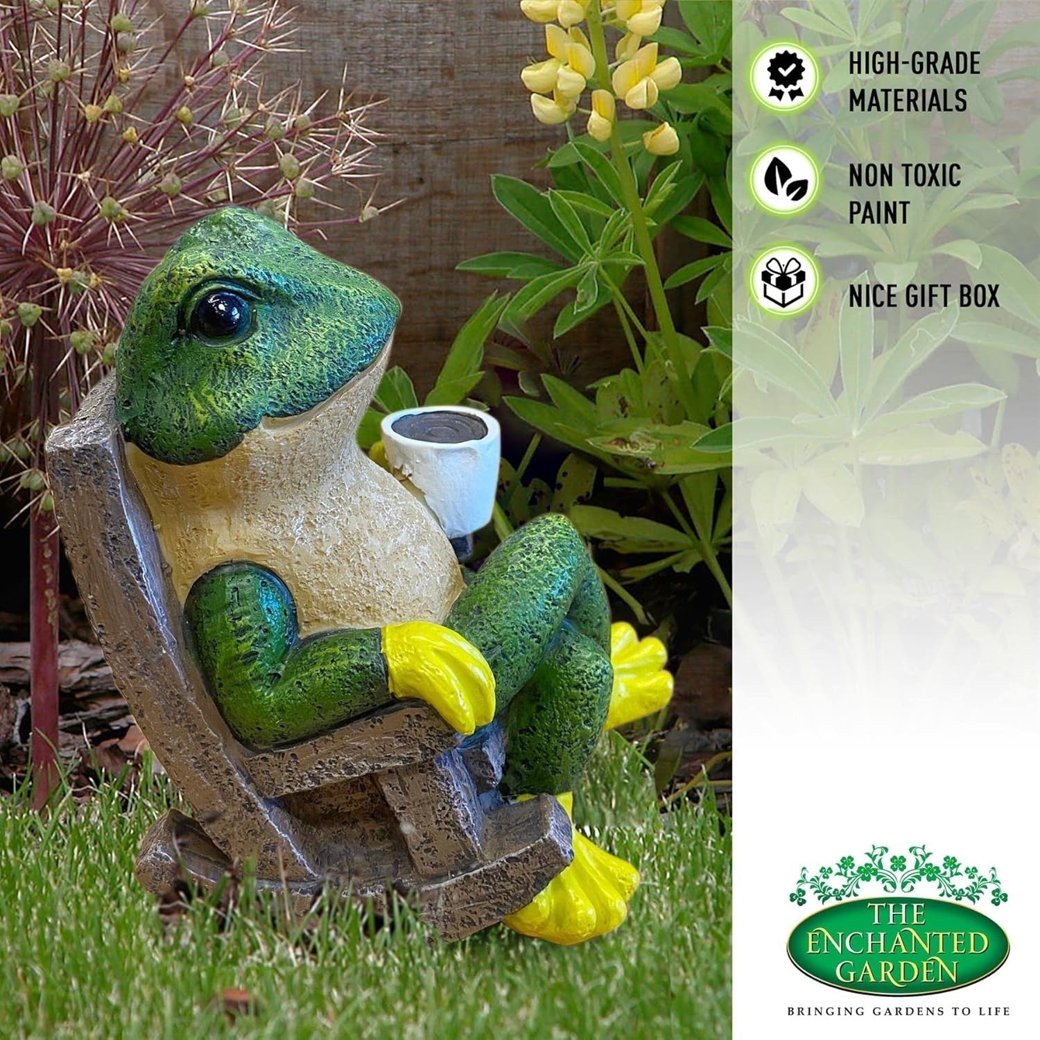 Relaxing Frog Garden Ornament Resin Statue Cute Pond Lawn Decor Wildlife Gift
