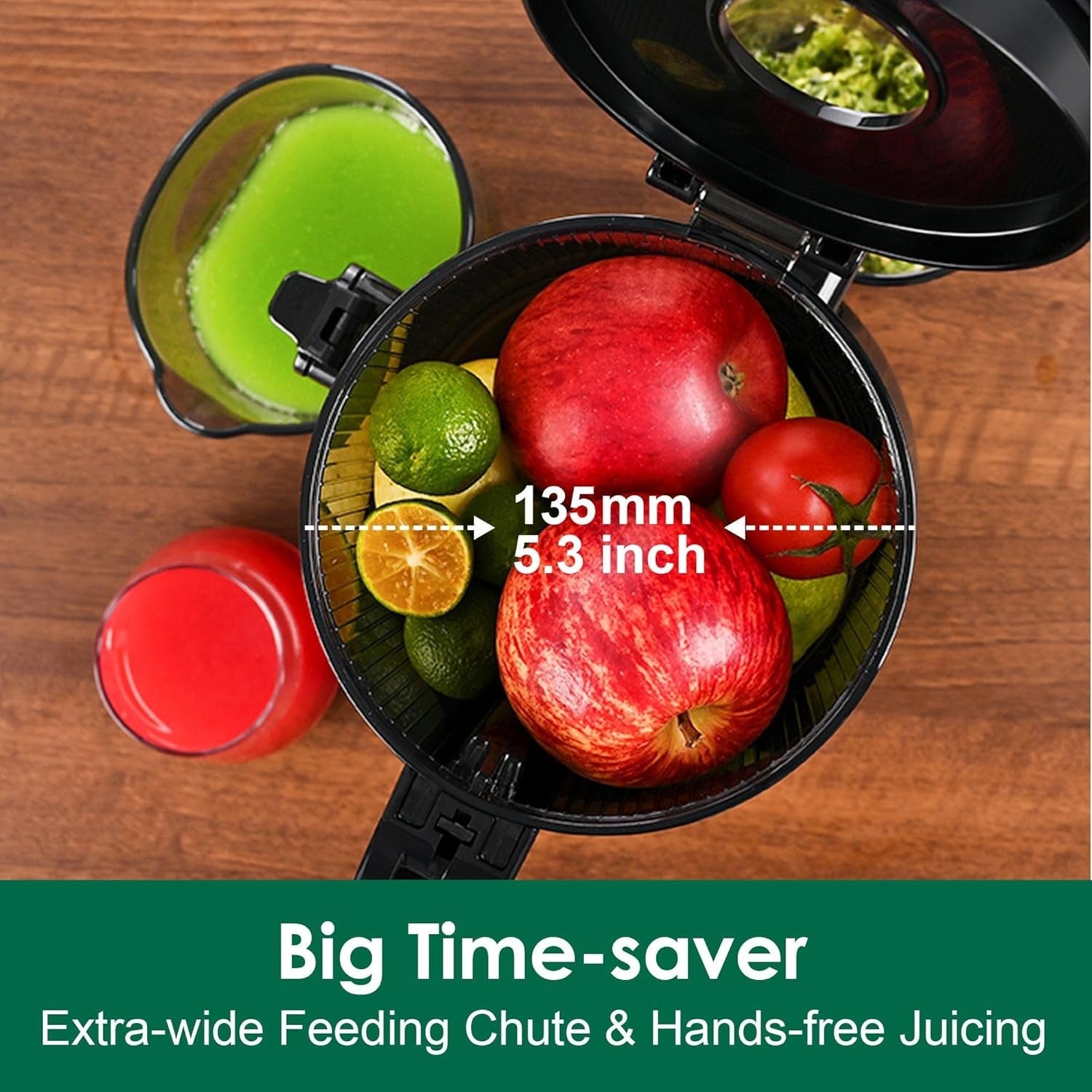 Cold Press Juicer 135mm Wide Mouth Whole Fruit 250W Quiet BPA Free