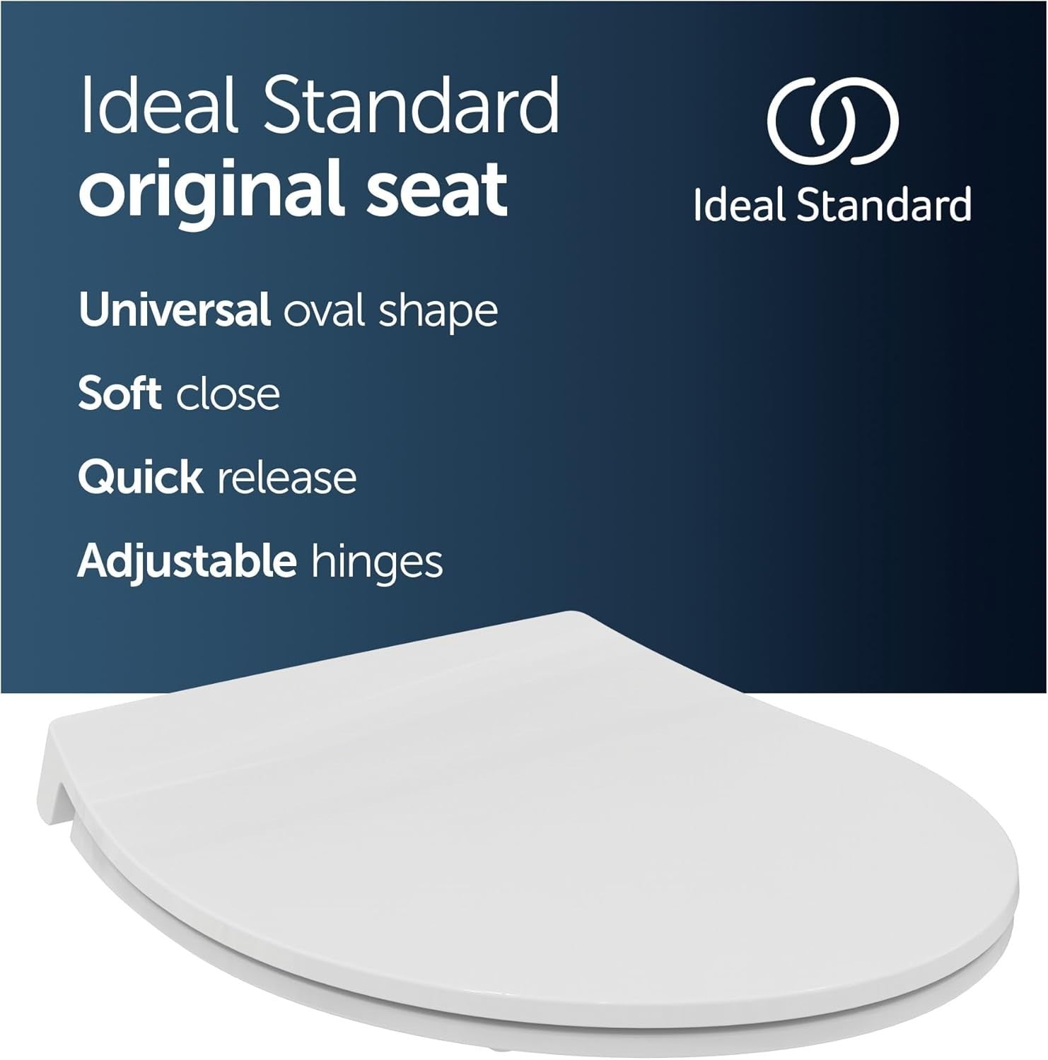 Tirso Oval Soft Close Toilet Seat White Quick Release Easy Clean 365x425mm