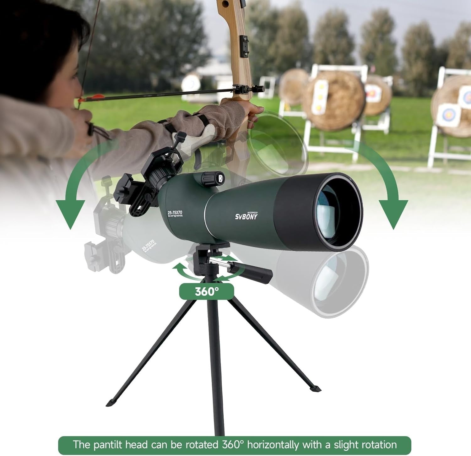 Spotting Scope 25-75x70 HD Zoom with Tripod & Phone Adapter for Bird Watching