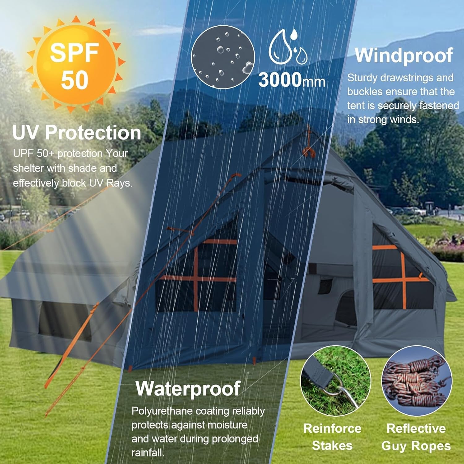 4 Person Inflatable Air Tent Waterproof Glamping w Vestibule