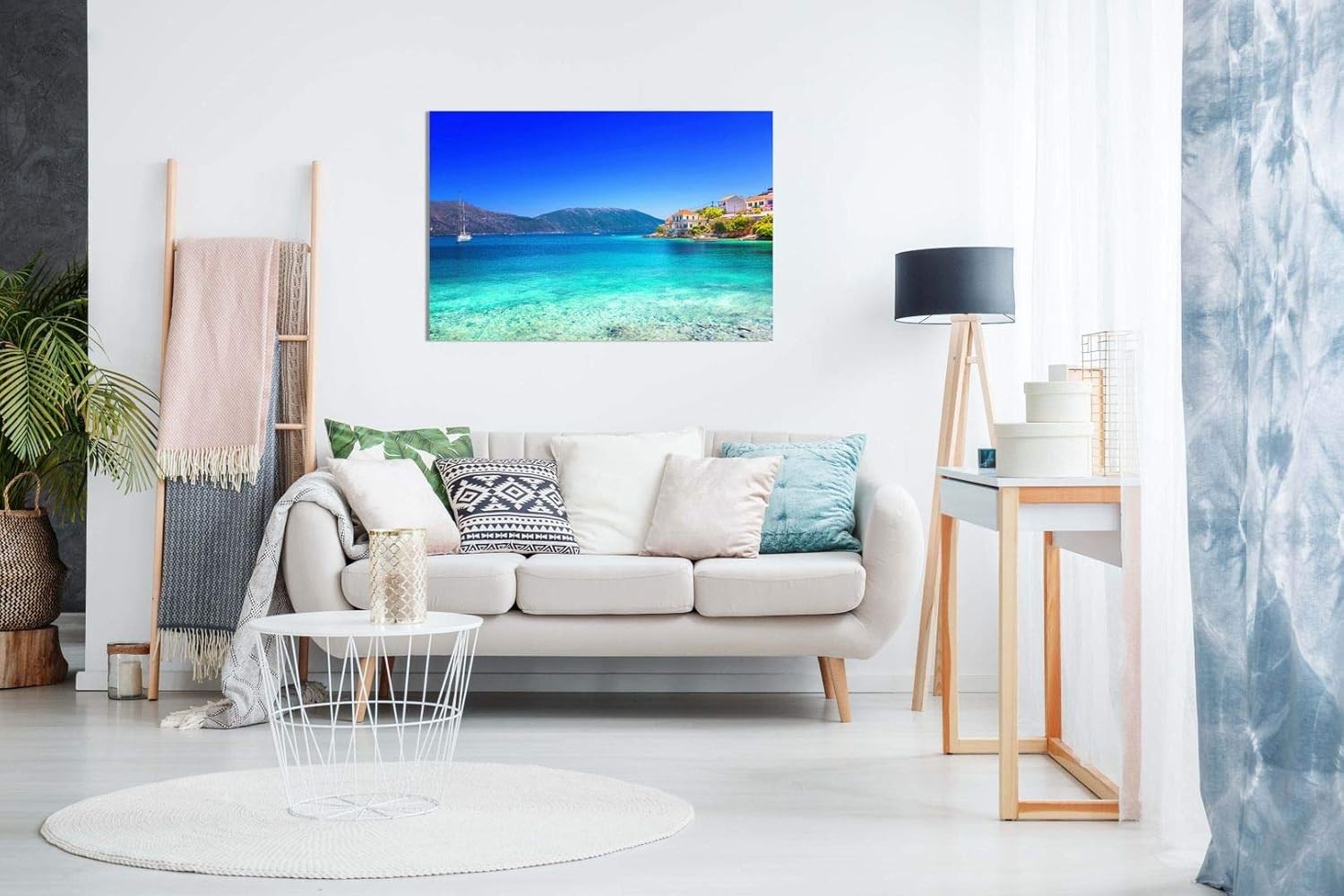 Blue Beach Sea Canvas Wall Art Coastal Ocean Landscape Home Bedroom Decor