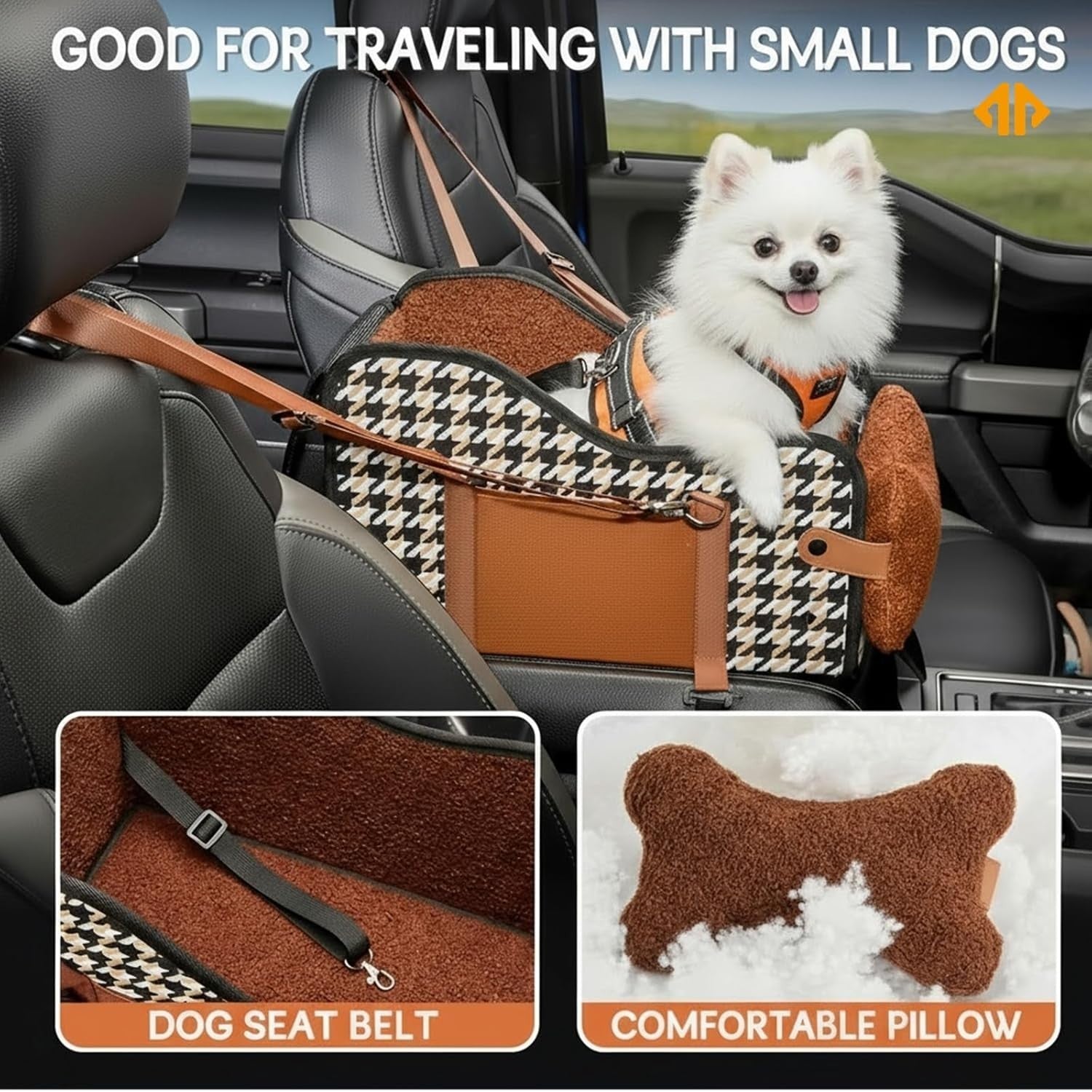 Center Console Pet Booster Seat Dog Cat Carrier Bed Safety Travel Bag