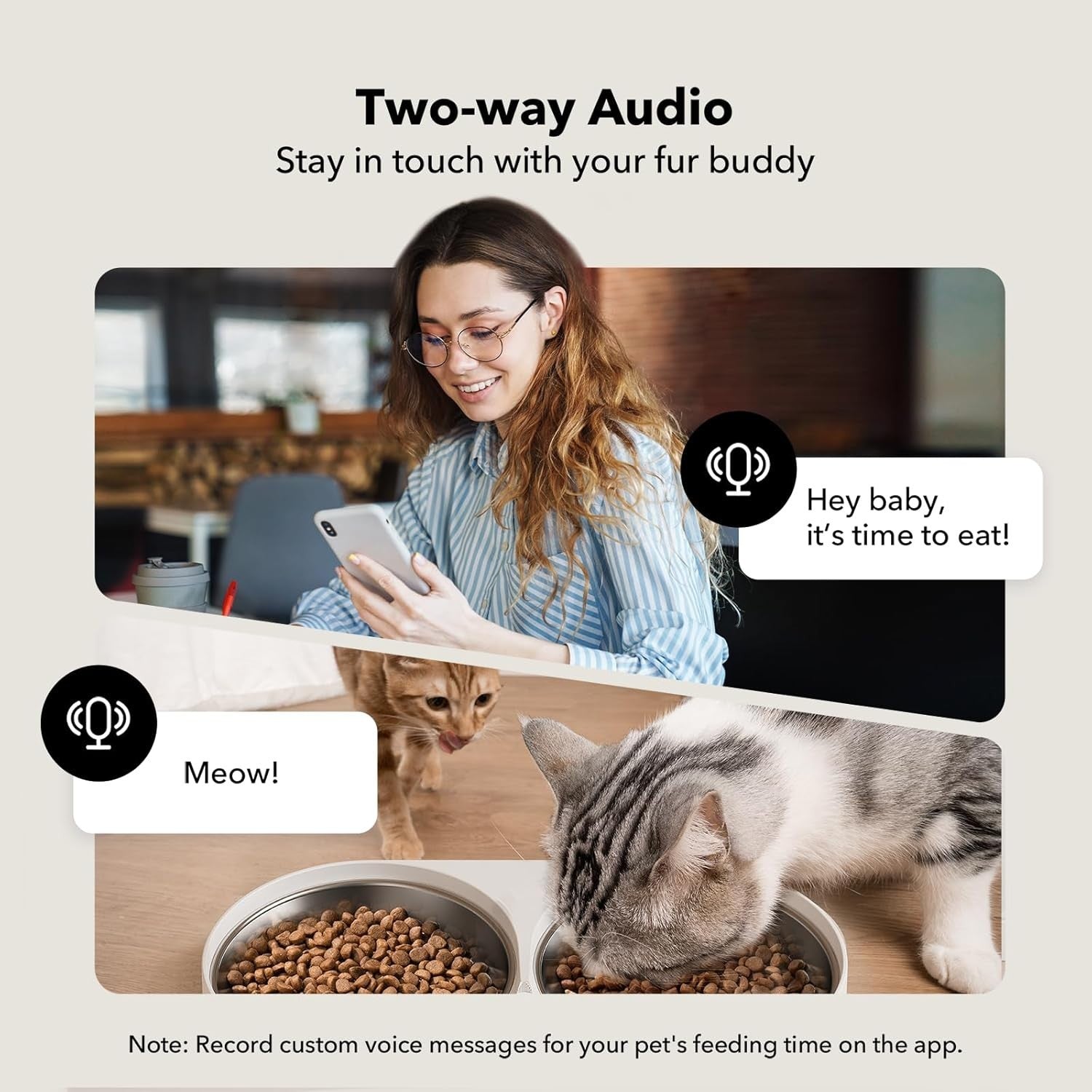 Automatic Pet Feeder Camera WiFi Dual Bowl 1080P HD App Control 5L
