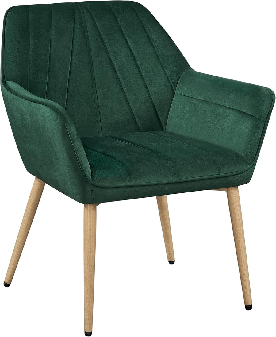 Green Velvet Tufted Vanity Chair Modern Armchair Metal Legs