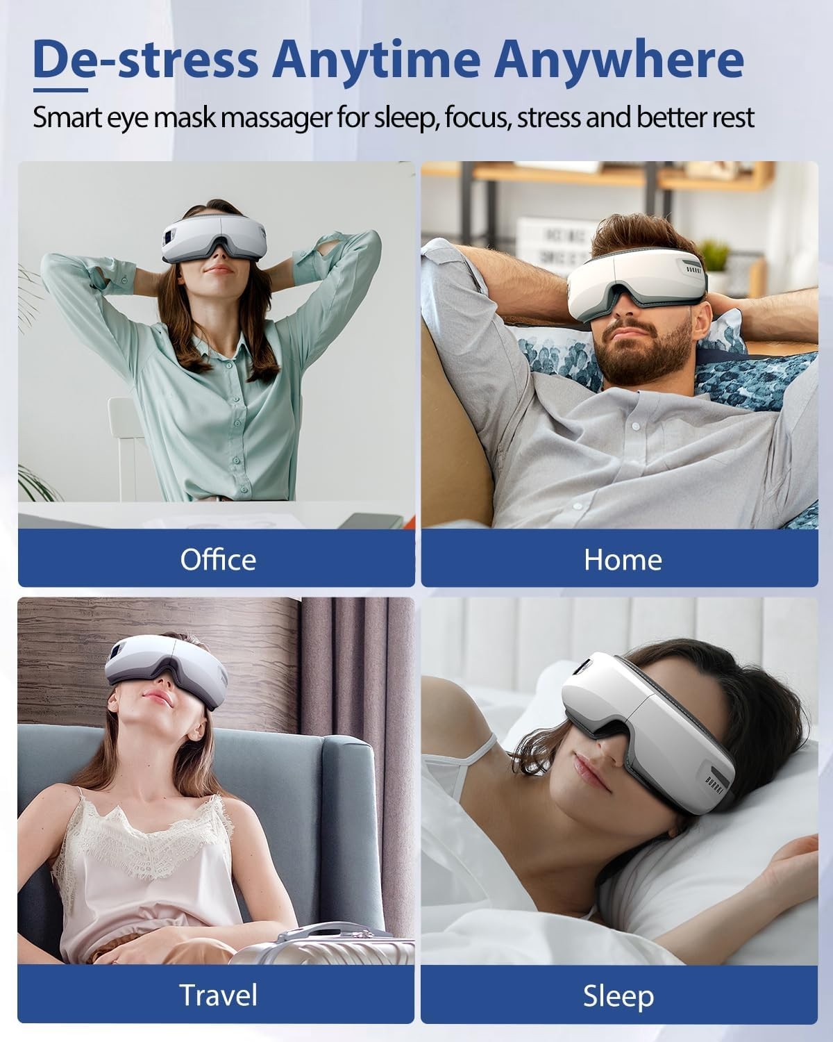 Heated Eye Massager Bluetooth Sleep Mask Migraine Strain Relief