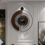 Modern Walnut Marble Dial Wall Clock with Wood & Metal Frame
