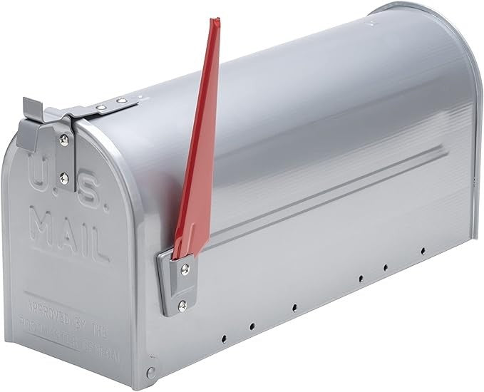 Lockable Aluminium Post Mount Mailbox Rustproof Outdoor Drop Box Silver